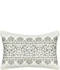 Color:Beige - Image 1 - Arbour Grove Leaf Embroidered Medallion Silhouette Boudoir Pillow