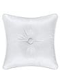 Color:White - Image 1 - Astoria Button-Tufted Satin Square Pillow