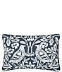 Color:Navy - Image 1 - Attraction Reversible Denim Chinoiserie Bird Boudoir Embroidered Pillow