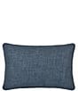 Color:Navy - Image 2 - Attraction Reversible Denim Chinoiserie Bird Boudoir Embroidered Pillow