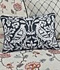 Color:Navy - Image 3 - Attraction Reversible Denim Chinoiserie Bird Boudoir Embroidered Pillow