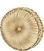 Color:Gold - Image 1 - Aurelia Button-Tufted Pleated Round Pillow
