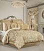 Color:Gold - Image 1 - Aurelia Grand-Scaled Damask Oversized Comforter Set