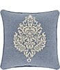 Color:Blue - Image 1 - Aurora Square Damask Embroidered Pillow