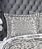 Color:Sterling - Image 2 - Barocco Interlocking Damask Comforter Set Bedding Collection
