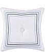 J. Queen New York Bayside Button-Tufted Framed Square Decorative Throw Pillow, Color:Blue - Image 1