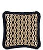 Color:Navy - Image 2 - Biagio Damask Flanged Embellished Square Pillow