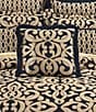 Color:Navy - Image 3 - Biagio Damask Flanged Embellished Square Pillow