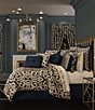 Color:Navy - Image 4 - Biagio Damask Flanged Embellished Square Pillow