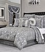 J. Queen New York Bolero Elegant Damask Print Comforter Set, Color:Pewter - Image 1