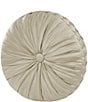 J. Queen New York Brilliance Button-Tufted Pleated Detail Satin Round Pillow, Color:Pebble - Image 1