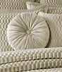 J. Queen New York Brilliance Button-Tufted Pleated Detail Satin Round Pillow, Color:Pebble - Image 2