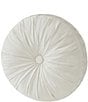 J. Queen New York Brilliance Button-Tufted Pleated Detail Satin Round Pillow, Color:Ivory - Image 1