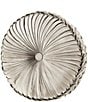 J. Queen New York Brunello Button-Tufted Woven Round Pillow, Color:Flax - Image 1