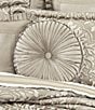 J. Queen New York Brunello Button-Tufted Woven Round Pillow, Color:Flax - Image 2