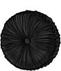 J. Queen New York Brunello Button-Tufted Woven Round Pillow, Color:Black - Image 1