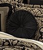J. Queen New York Brunello Button-Tufted Woven Round Pillow, Color:Black - Image 2