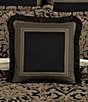 Color:Black/Gold - Image 3 - Brunello Pleated Flange Reversible Square Pillow