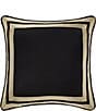 Color:Black/Gold - Image 1 - Calvari Geometric Polished Platinum Striped Border Square Pillow