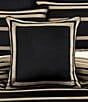 Color:Black/Gold - Image 3 - Calvari Geometric Polished Platinum Striped Border Square Pillow