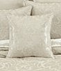 J. Queen New York Celine Woven Damask Decorative Reversible Square Pillow, Color:Champagne - Image 3