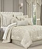 J. Queen New York Celine Woven Damask Decorative Reversible Square Pillow, Color:Champagne - Image 4