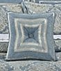 J. Queen New York Celtic Mitered Button Tufted Velvet Reversible Square Pillow, Color:Spa - Image 3