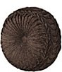 Color:Chocolate - Image 1 - Cerino Button-Tufted Woven Round Accent Pillow