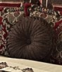 Color:Chocolate - Image 2 - Cerino Button-Tufted Woven Round Accent Pillow