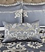 J. Queen New York Dicaprio Scroll Design Embroidered Boudoir Pillow, Color:Powder Blue - Image 3