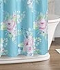 Color:Turquoise - Image 2 - Esme Floral Bouquet Printed Shower Curtain