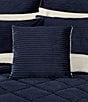 J. Queen New York Everett Ribbed Fleece Reversible Square Throw Pillow, Color:Navy - Image 3