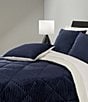 J. Queen New York Everett Ribbed Fleece Reversible Square Throw Pillow, Color:Navy - Image 4