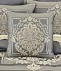 J. Queen New York Excelsior Woven Damask Framed Reversible Square Decorative Pillow, Color:French Blue - Image 3