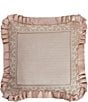 Color:Blush - Image 1 - Fiorello Bordered Pleated Flanged Square Decorative Pillow