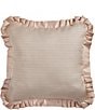 Color:Blush - Image 2 - Fiorello Bordered Pleated Flanged Square Decorative Pillow