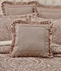 Color:Blush - Image 3 - Fiorello Bordered Pleated Flanged Square Decorative Pillow