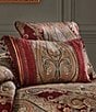 Color:Red - Image 2 - Garnet Jacquard Striped Boudoir Pillow