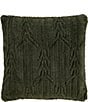 J. Queen New York Holiday Collection Cava Twisted Cable Design Reversible Square Pillow, Color:Evergreen - Image 1