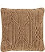 J. Queen New York Holiday Collection Cava Twisted Cable Design Reversible Square Pillow, Color:Gold - Image 1