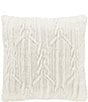 J. Queen New York Holiday Collection Cava Twisted Cable Design Reversible Square Pillow, Color:Winter White - Image 1