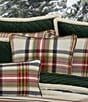 J. Queen New York Holiday Collection Christopher Plaid Pattern Appliqued In The Center Reversible Square Pillow, Color:Red - Image 4