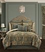 Color:Spa Blue - Image 4 - Kensington Woven Damask Reversible Square Pillow