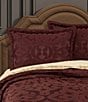 Color:Maroon - Image 2 - La Boheme Interlocking Damask Comforter Set