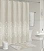 Color:Linen - Image 1 - Lauralynn Damask Chainstitch Embroidered Shower Curtain