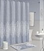 Color:Powder Blue - Image 1 - Lauralynn Damask Chainstitch Embroidered Shower Curtain