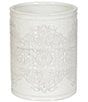 Color:White - Image 1 - Lauralynn Embossed Glazed Ceramic Wastebasket