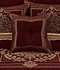 J. Queen New York Laurenza Tufted-Button Framed Square Decorative Throw Pillow, Color:Crimson - Image 3