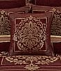 J. Queen New York Laurenza Woven Damask Bordered Reversible Square Decorative Throw Pillow, Color:Crimson - Image 3