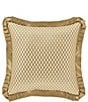 Color:Gold - Image 2 - Lazlo Tear-Drop Diamond Pattern Embellished Flanged Square Pillow